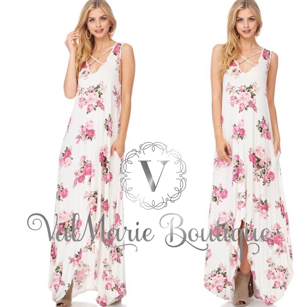 White floral maxi dress